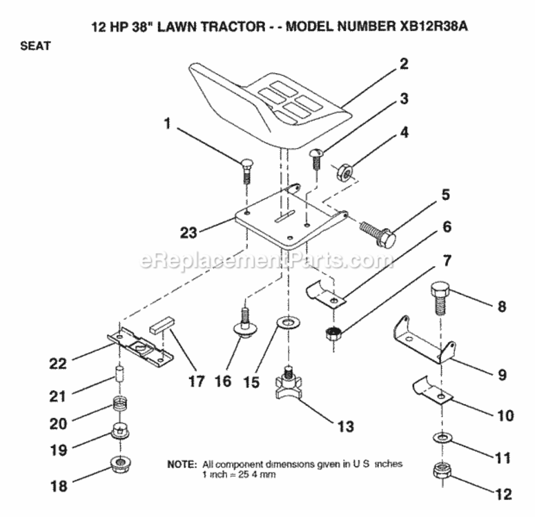 Page L Diagram and Parts List for XB12R38A 1992 Husqvarna Lawn Tractor