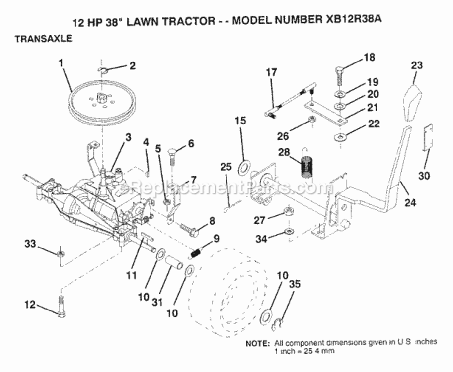 Page O Diagram and Parts List for XB12R38A 1992 Husqvarna Lawn Tractor