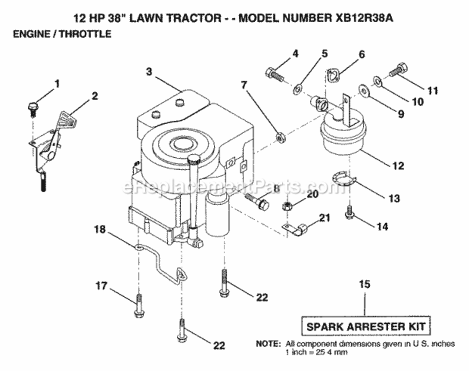 Page E Diagram and Parts List for XB12R38A 1992 Husqvarna Lawn Tractor