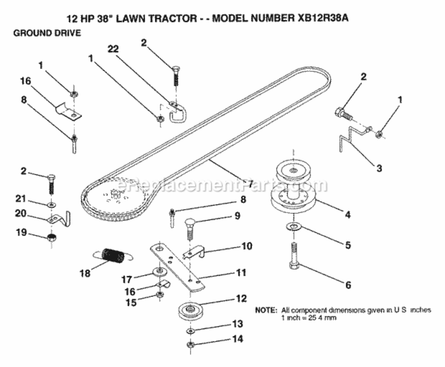 Page H Diagram and Parts List for XB12R38A 1992 Husqvarna Lawn Tractor