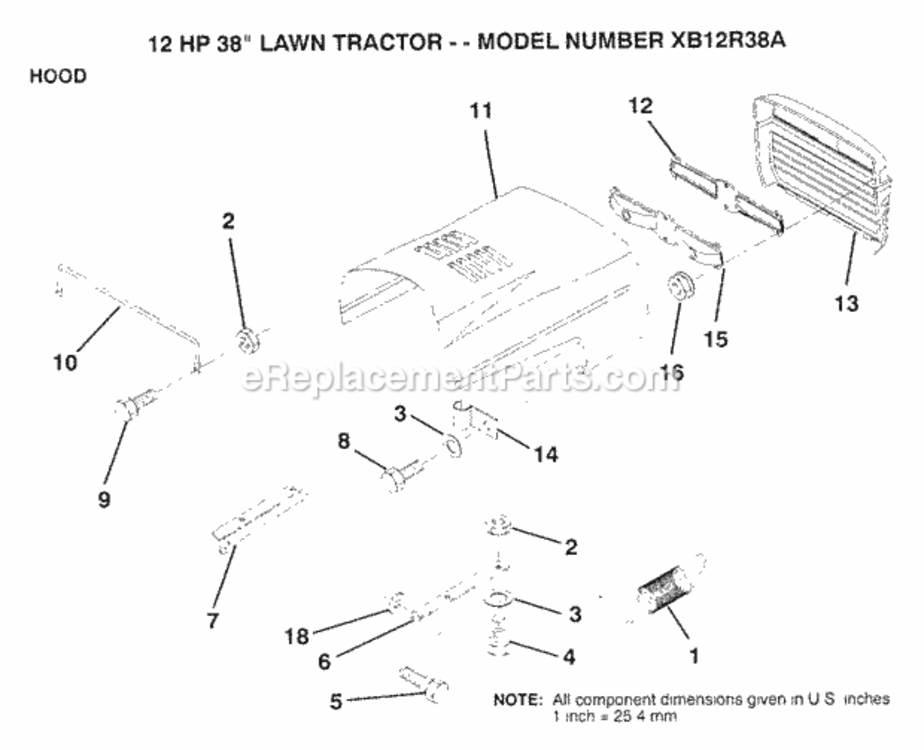 Page I Diagram and Parts List for XB12R38A 1992 Husqvarna Lawn Tractor