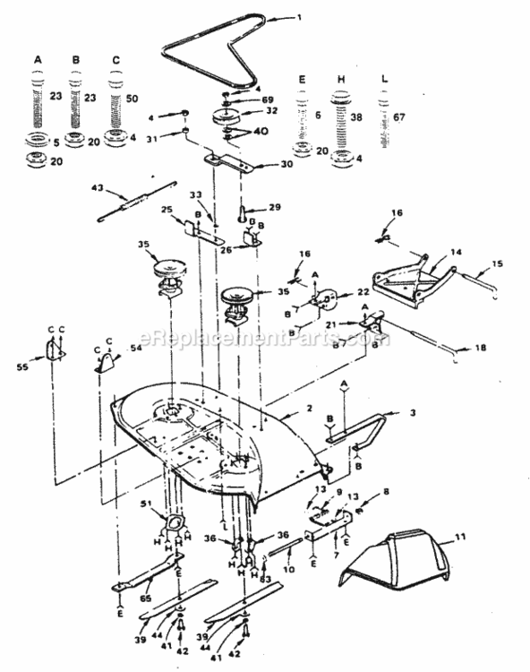 Page H Diagram and Parts List for XC1122B 1991 Husqvarna Lawn Tractor