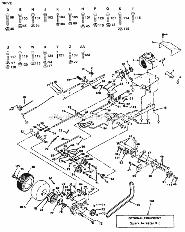 Page A Diagram and Parts List for XC1182HB 1991 Husqvarna Lawn Tractor