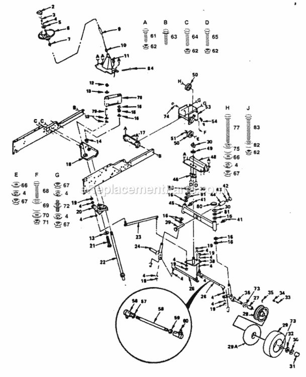 Page F Diagram and Parts List for XC1182HB 1991 Husqvarna Lawn Tractor