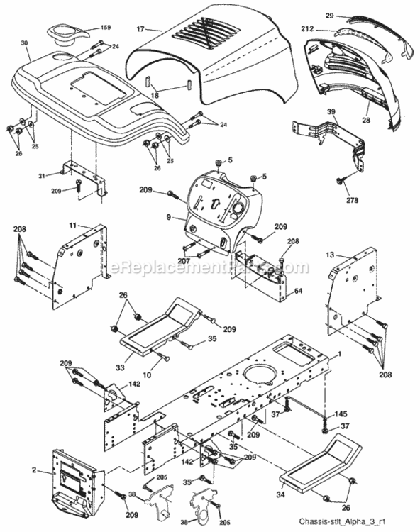 Page A Diagram and Parts List for XT18542LT 2010-01 Husqvarna Lawn Tractor
