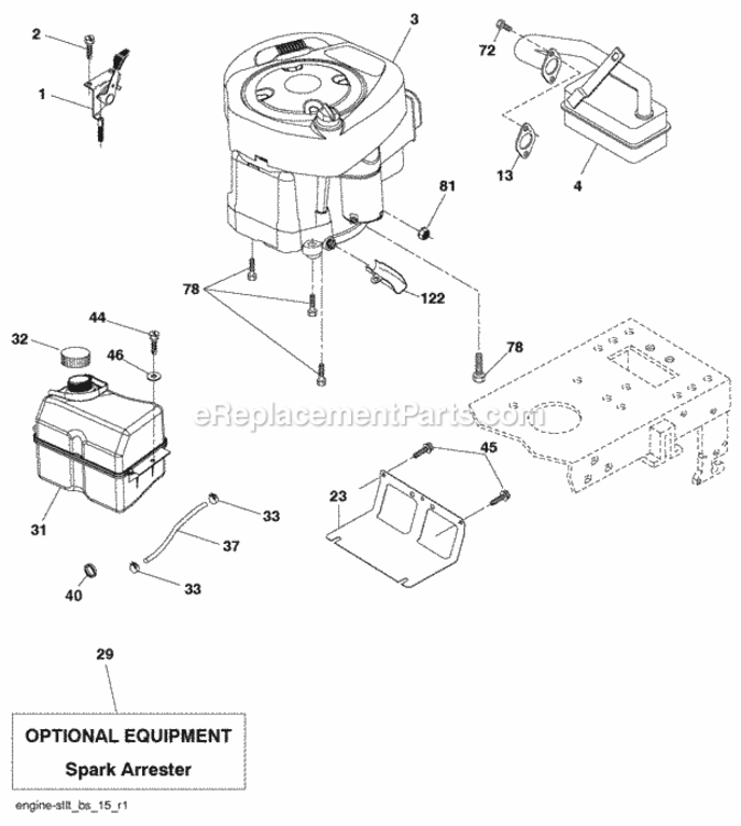 Page E Diagram and Parts List for XT18542LT 2010-01 Husqvarna Lawn Tractor