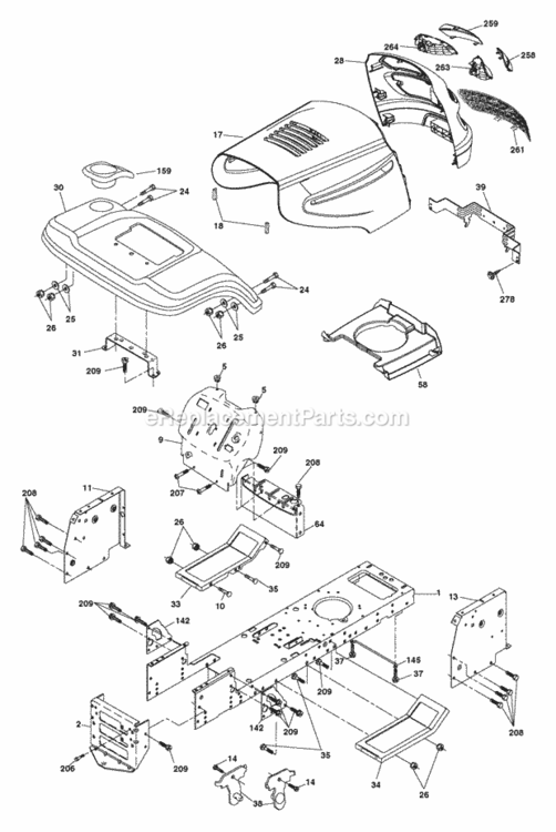 Page A Diagram and Parts List for XT185H42LT 2006 Husqvarna Lawn Tractor