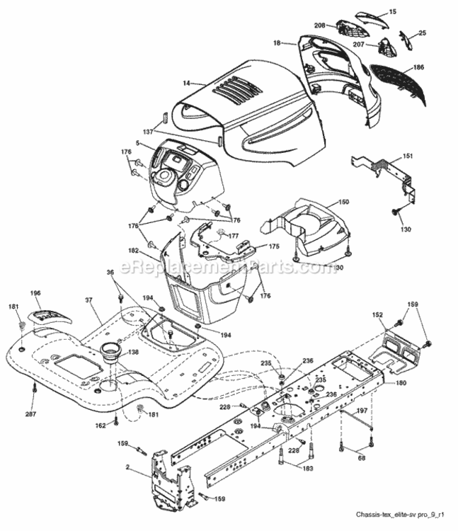 Page A Diagram and Parts List for XT195H42LT 2008-10 Husqvarna Lawn Tractor