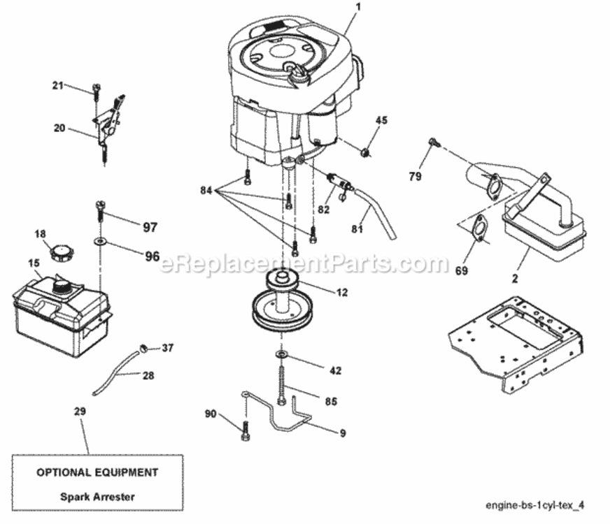 Page E Diagram and Parts List for XT195H42LT 2008-10 Husqvarna Lawn Tractor