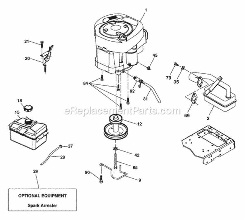 Page E Diagram and Parts List for XT19H42YT 2006 Husqvarna Lawn Tractor