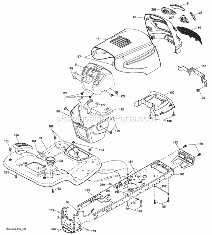 Page A Diagram and Parts List for XT22H48YT 2006-01 Husqvarna Lawn Tractor