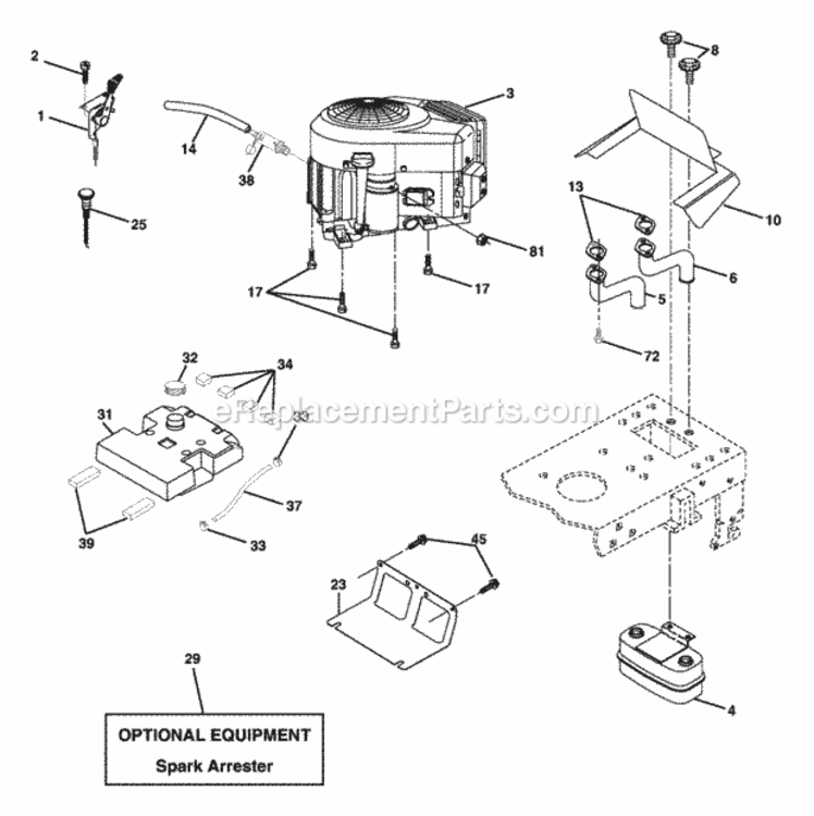 Page E Diagram and Parts List for XT24H42YT 96012004200 2005 Husqvarna Lawn Tractor