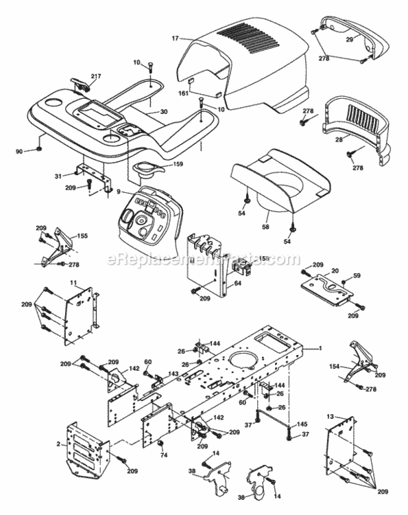 Page A Diagram and Parts List for XT24H48YT 2005 Husqvarna Lawn Tractor