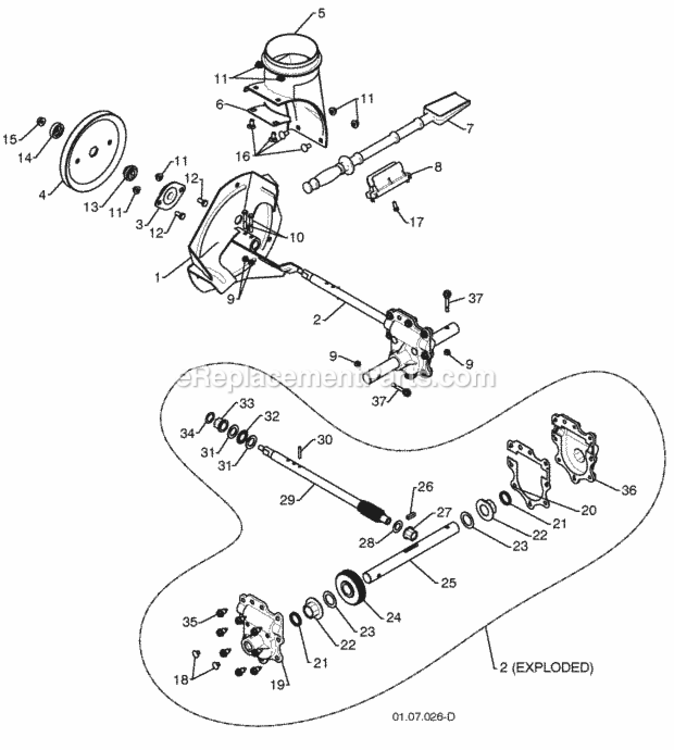 Page B Diagram and Parts List for XT624ES 2010-07 Husqvarna Snow Blower