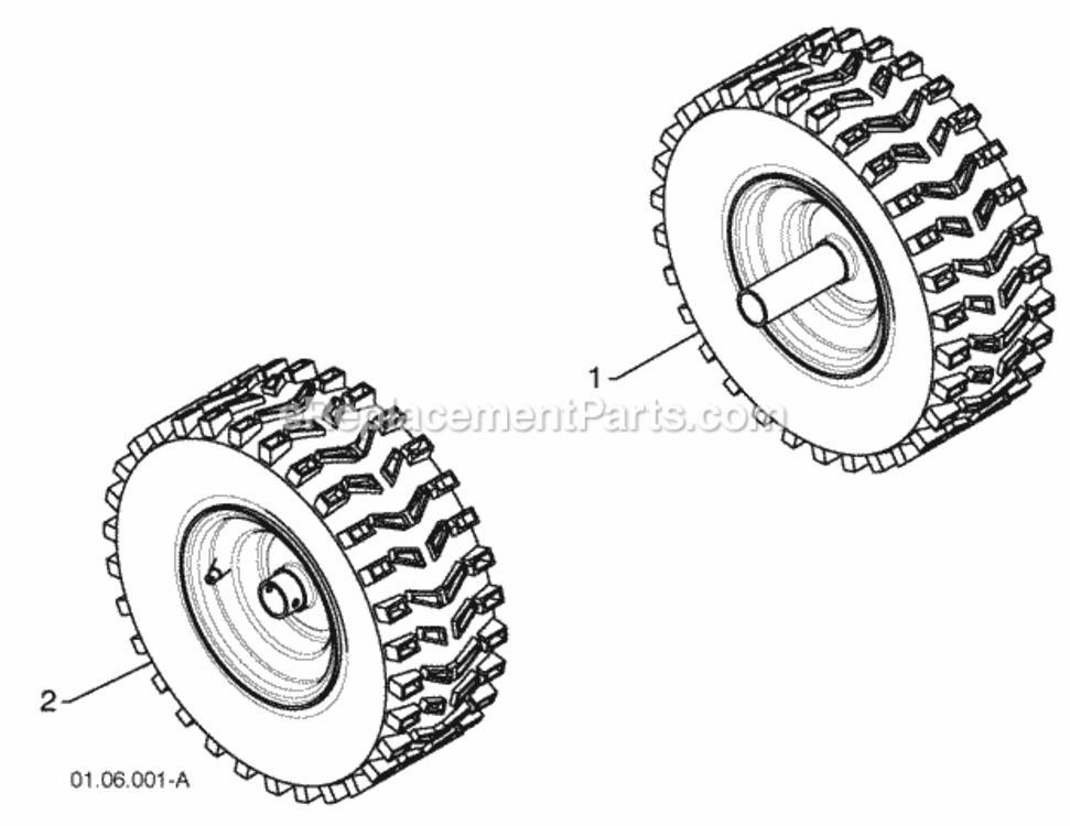 Wheels Diagram and Parts List for XT824ES 2009-10 Husqvarna Snow Blower