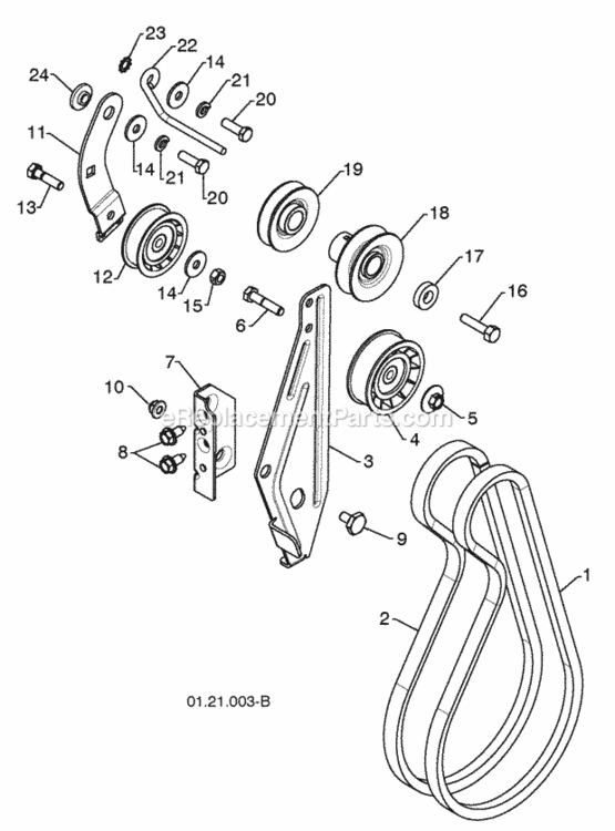 ChassisEnginePulleys Diagram and Parts List for XT824ES 2009-10 Husqvarna Snow Blower