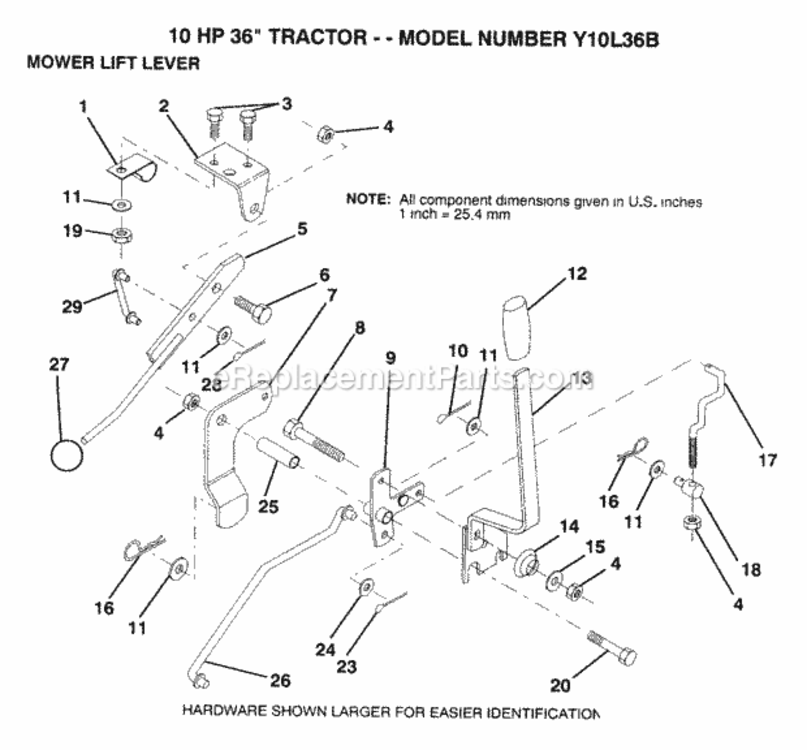 Page K Diagram and Parts List for Y10L36B 1993 Husqvarna Lawn Tractor