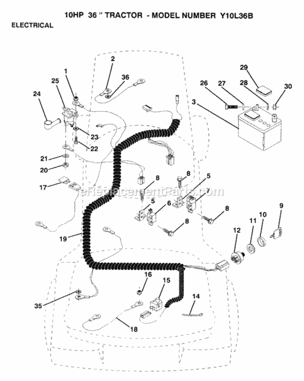 Page D Diagram and Parts List for Y10L36B 1993 Husqvarna Lawn Tractor