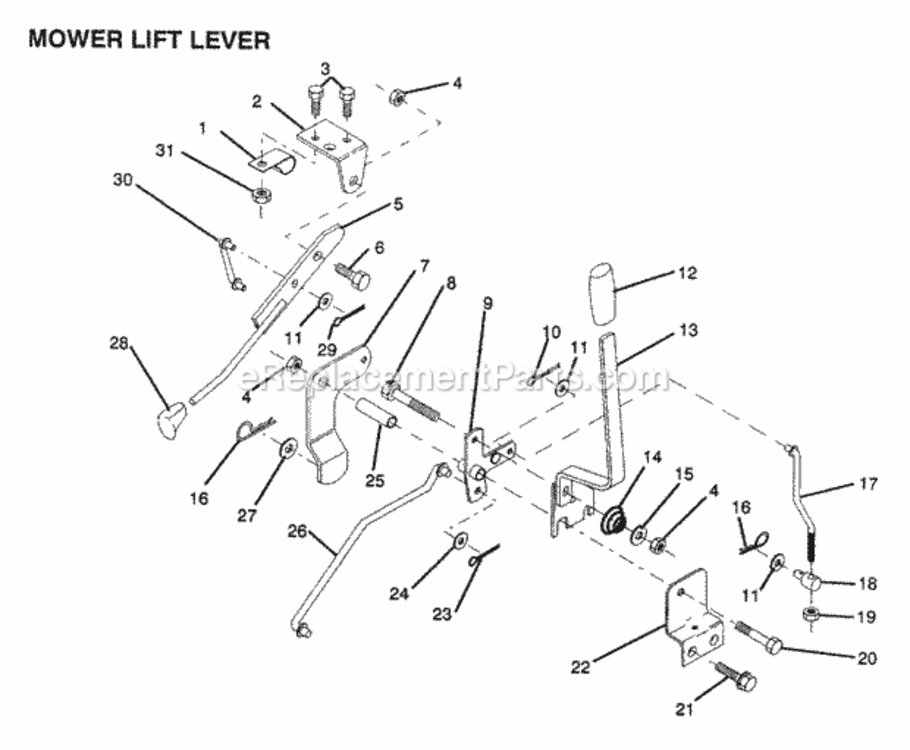 Page K Diagram and Parts List for Y1236C 1991 Husqvarna Lawn Tractor