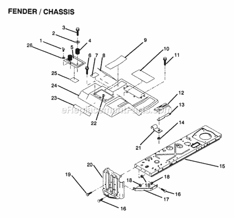 Page E Diagram and Parts List for Y1236C 1991 Husqvarna Lawn Tractor