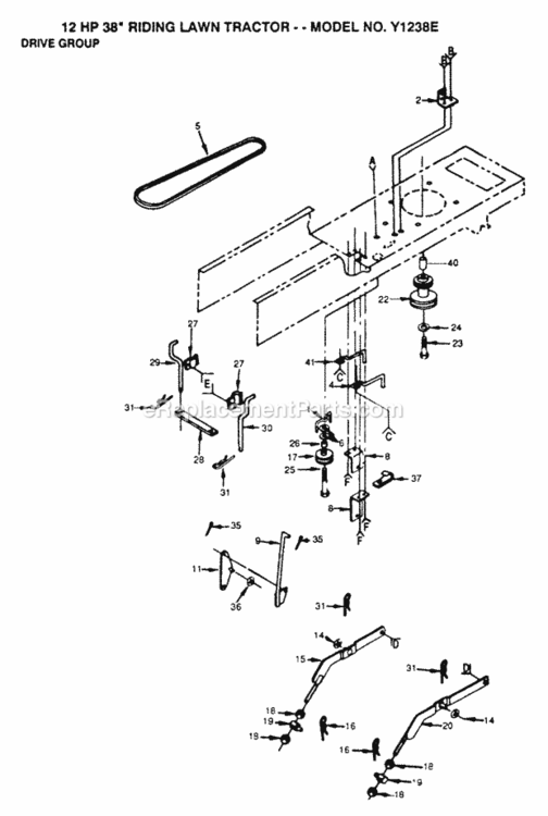 Page A Diagram and Parts List for Y1238E 1991 Husqvarna Lawn Tractor
