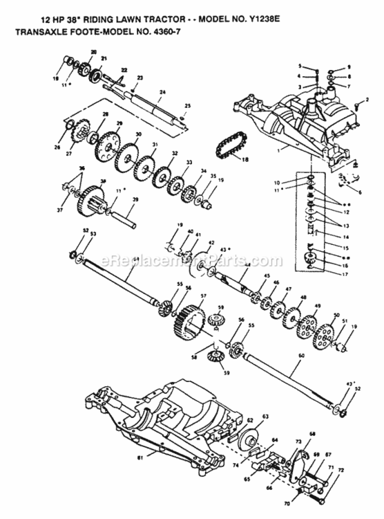 Page L Diagram and Parts List for Y1238E 1991 Husqvarna Lawn Tractor