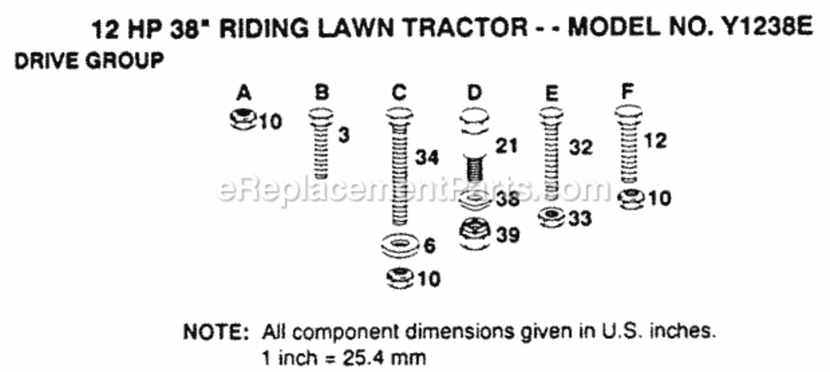 Page F Diagram and Parts List for Y1238E 1991 Husqvarna Lawn Tractor