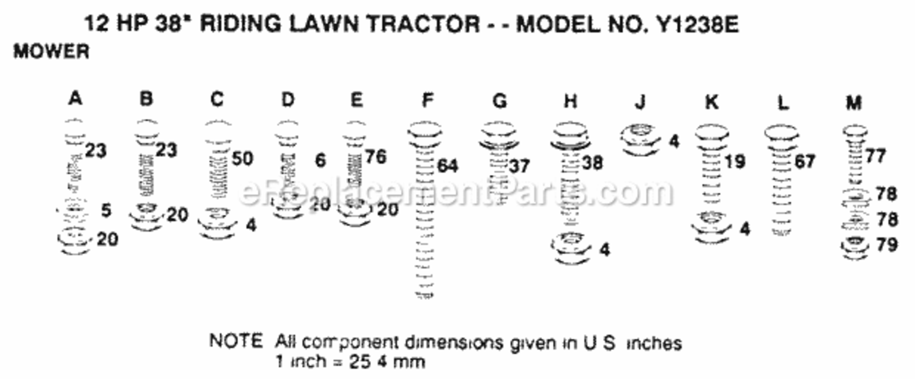 Page H Diagram and Parts List for Y1238E 1991 Husqvarna Lawn Tractor