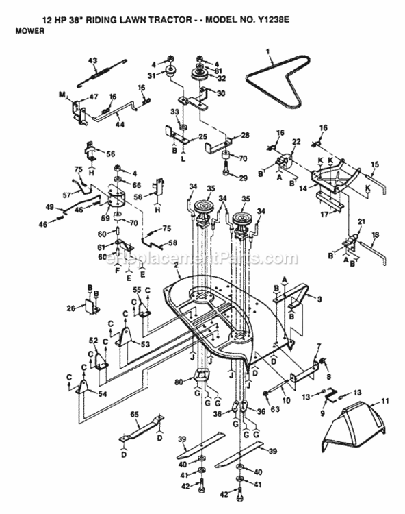 Page I Diagram and Parts List for Y1238E 1991 Husqvarna Lawn Tractor