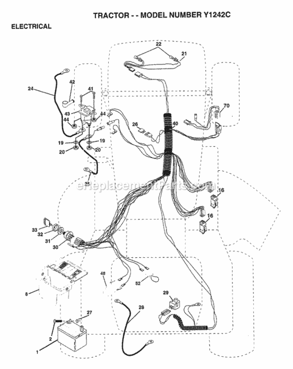 Page D Diagram and Parts List for Y1242C 1999 And Before Husqvarna Lawn Tractor
