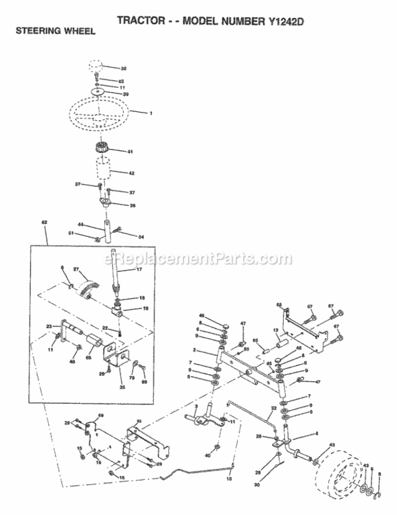 Page I Diagram and Parts List for Y1242D 1999 And Before Husqvarna Lawn Tractor