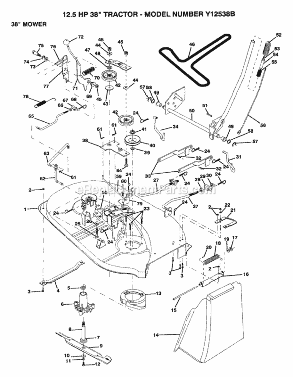 Page E Diagram and Parts List for Y12538B 1992 Husqvarna Lawn Tractor
