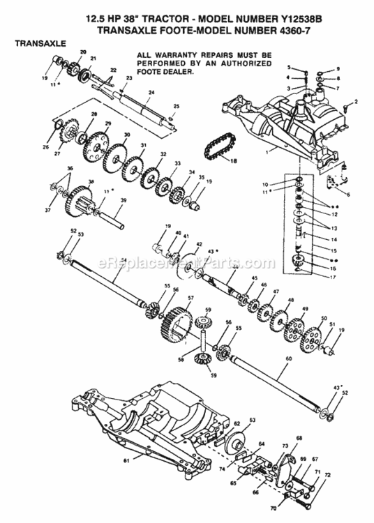 Page G Diagram and Parts List for Y12538B 1992 Husqvarna Lawn Tractor