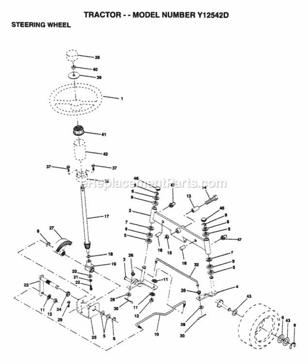 Page I Diagram and Parts List for Y12542D 1995 Husqvarna Lawn Tractor