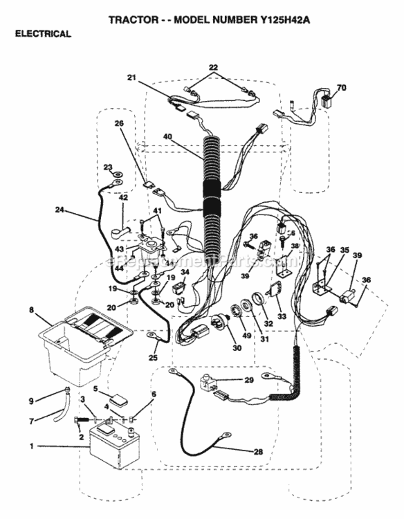 Page D Diagram and Parts List for Y125H42A 1995 Husqvarna Lawn Tractor