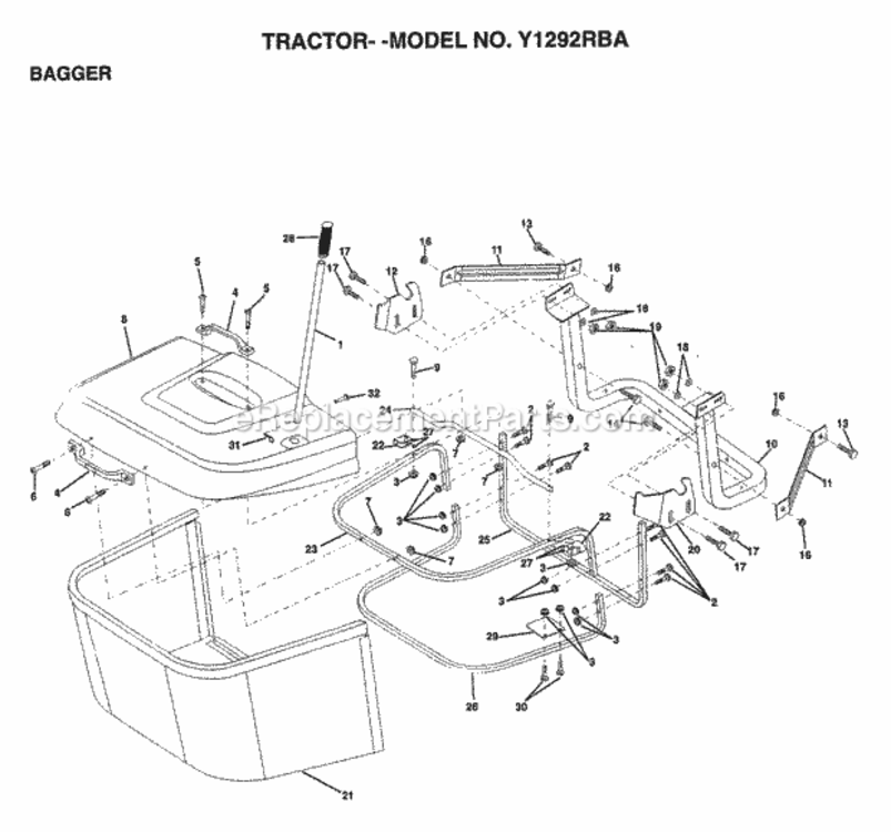 Page A Diagram and Parts List for Y1292RBA 1999 And Before Husqvarna Lawn Tractor