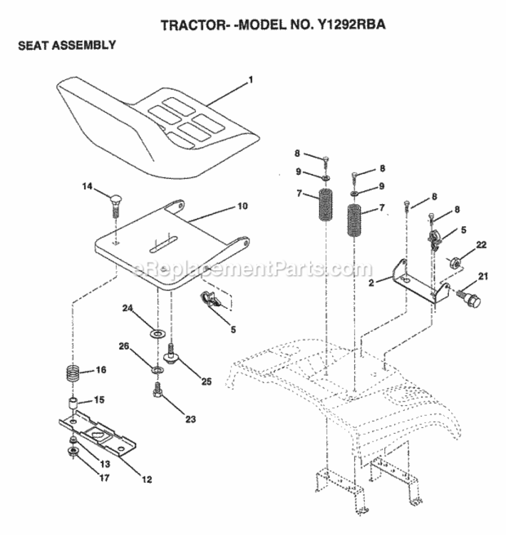 Page I Diagram and Parts List for Y1292RBA 1999 And Before Husqvarna Lawn Tractor