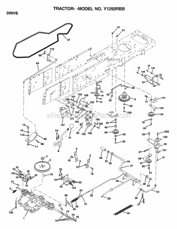 Page D Diagram and Parts List for Y1292RBB 1999 And Before Husqvarna Lawn Tractor