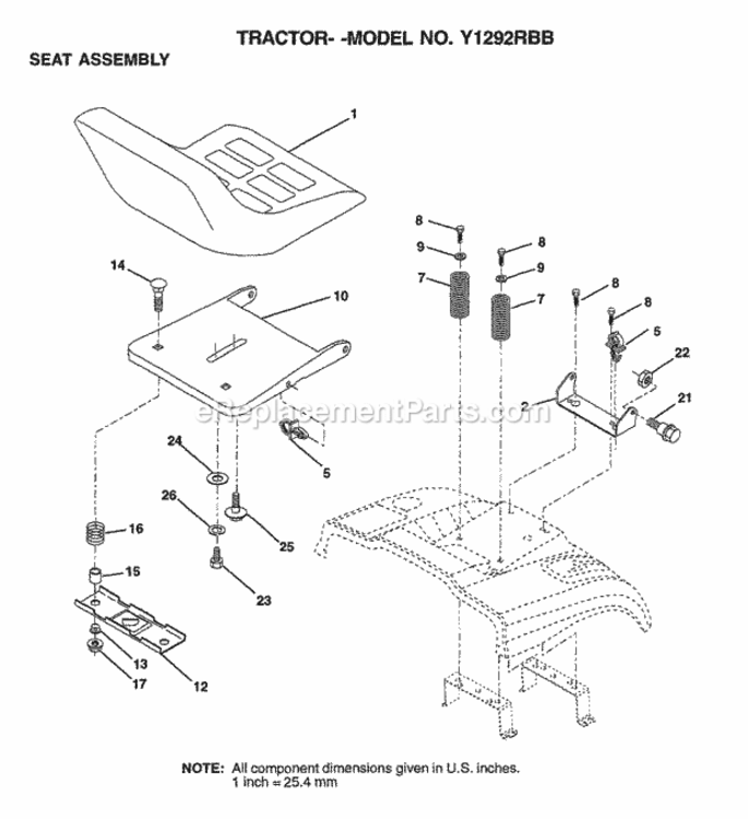 Page I Diagram and Parts List for Y1292RBB 1999 And Before Husqvarna Lawn Tractor