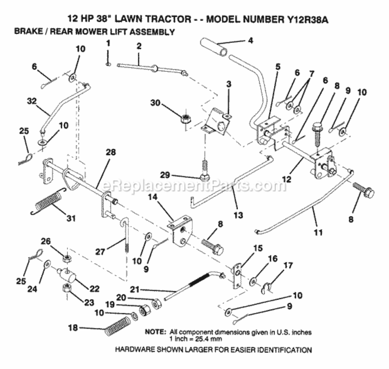 Page A Diagram and Parts List for Y12R38A 1992 Husqvarna Lawn Tractor