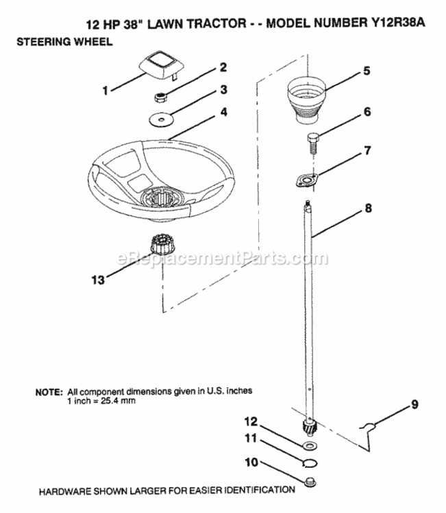 Page M Diagram and Parts List for Y12R38A 1992 Husqvarna Lawn Tractor