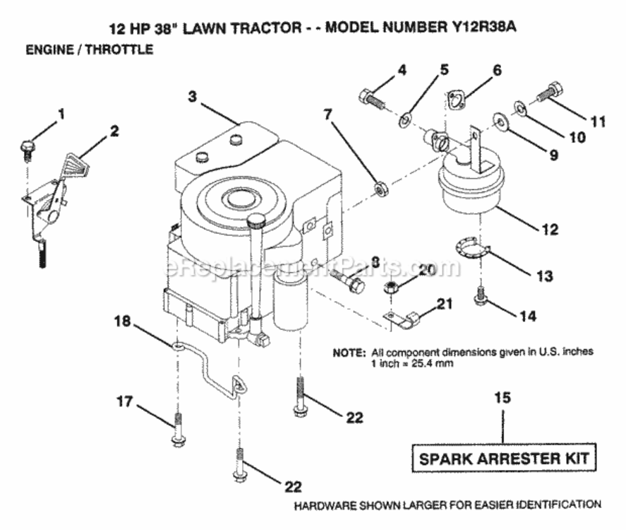 Page D Diagram and Parts List for Y12R38A 1992 Husqvarna Lawn Tractor