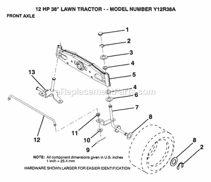 Page F Diagram and Parts List for Y12R38A 1992 Husqvarna Lawn Tractor