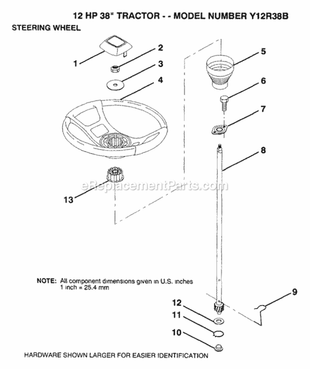 Page V Diagram and Parts List for Y12R38B 1993 Husqvarna Lawn Tractor