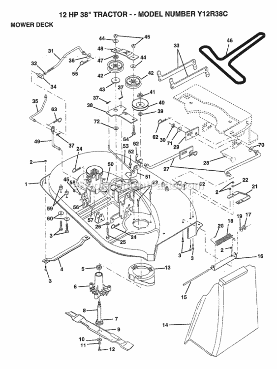 Page K Diagram and Parts List for Y12R38C 1994 Husqvarna Lawn Tractor