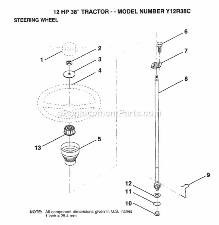 Page N Diagram and Parts List for Y12R38C 1994 Husqvarna Lawn Tractor