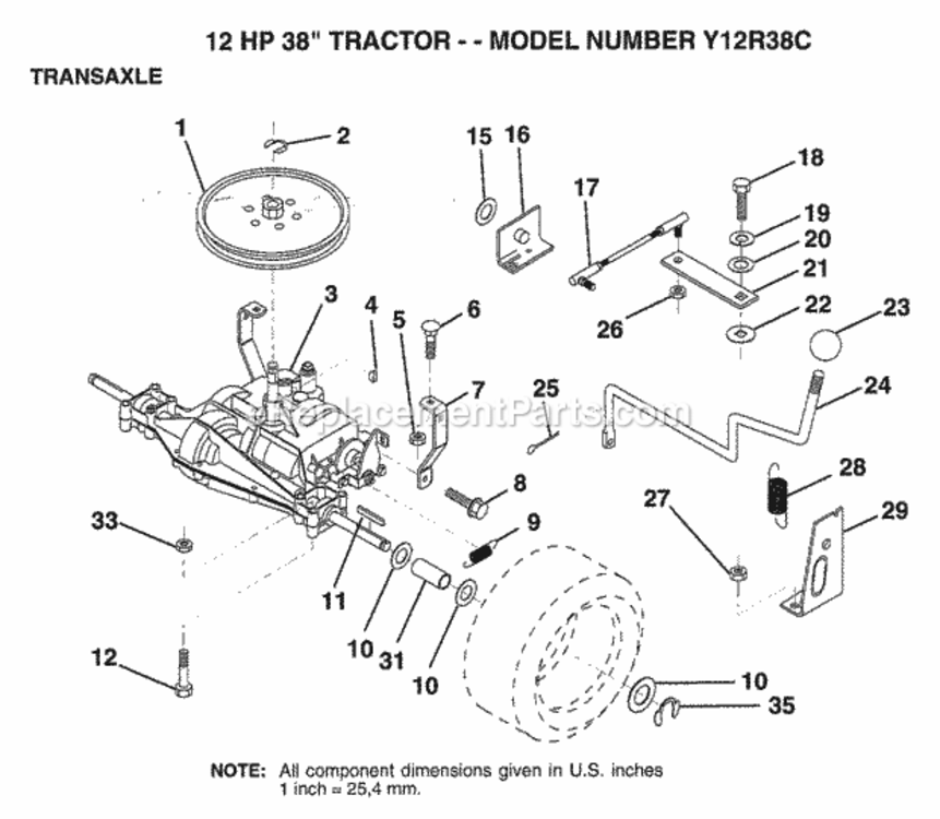 Page O Diagram and Parts List for Y12R38C 1994 Husqvarna Lawn Tractor