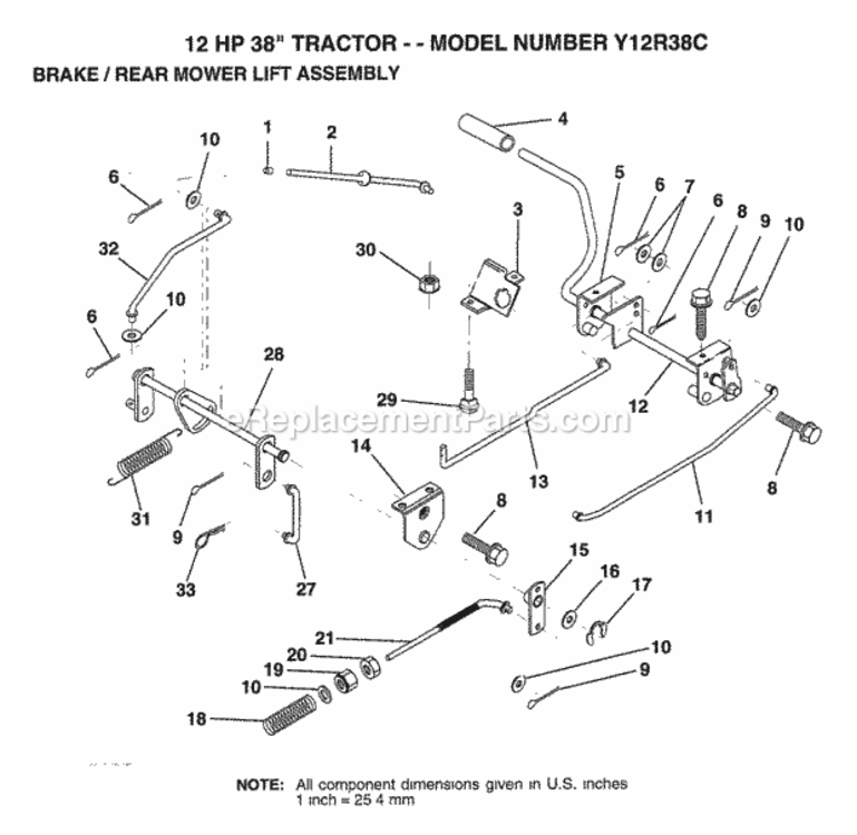 Page B Diagram and Parts List for Y12R38C 1994 Husqvarna Lawn Tractor
