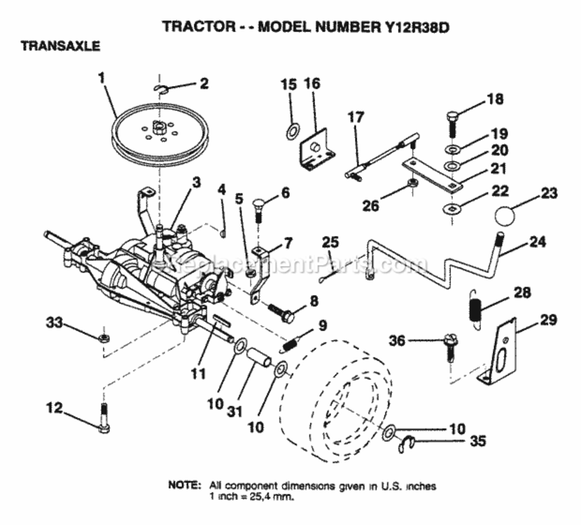 Page P Diagram and Parts List for Y12R38D 1995 Husqvarna Lawn Tractor