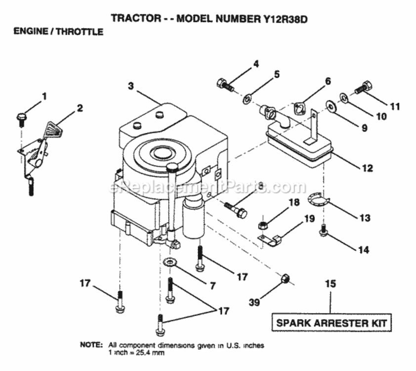 Page E Diagram and Parts List for Y12R38D 1995 Husqvarna Lawn Tractor